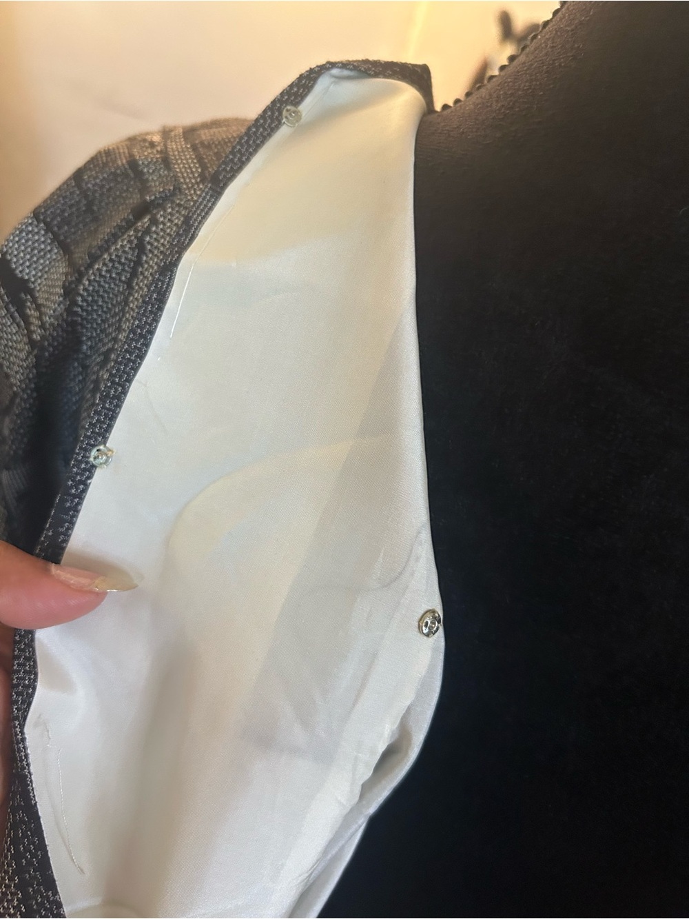 Classic Black & White Tweed Blazer with Snap Front